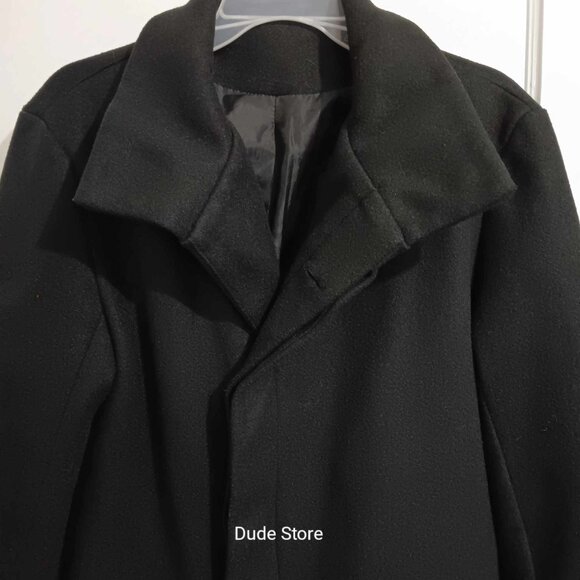 Women's Unbranded Polyester Black Long Coat - Size Medium *EUC* - Picture 2 of 9